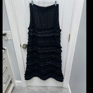 Alice + Olivia Ruffle Embellishment Midi Length Skirt Black Size 4